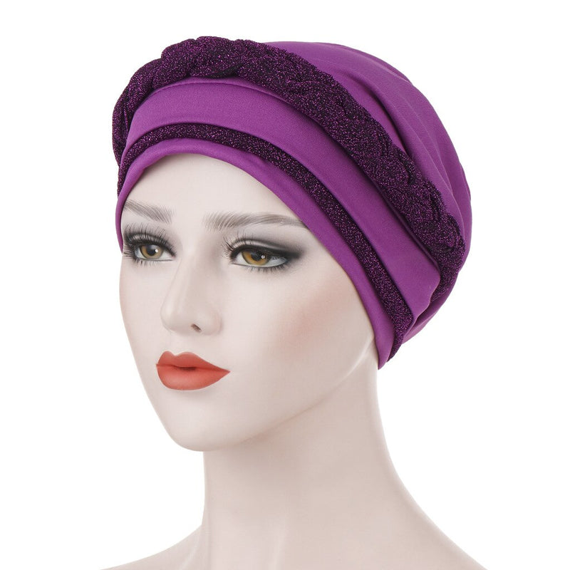 India Muslim Women Hijab Hat Cancer Chemo Cap Braid Beads Turban Headscarf Islamic Head Wrap Lady Beanie Bonnet Hair Loss Cover