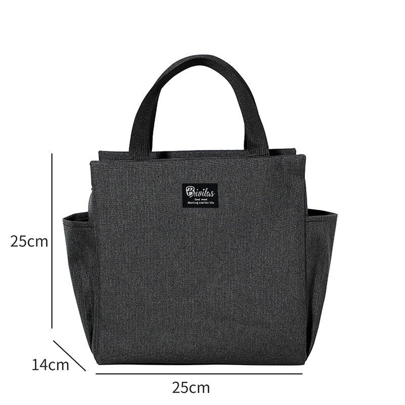 Thermal Lunch Bags Portable Oxford Fresh Cooler Pouch For Office Student Convenient Lunch Box Tote Black Gray Food Container Bag