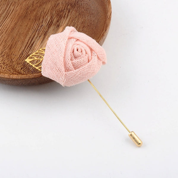 Korean Bridegroom Wedding Brooches Cloth Art Hand-Made Rose Flower Brooch Lapel Pin Badge Tassel Chain Men&#39;s Suit Accessories