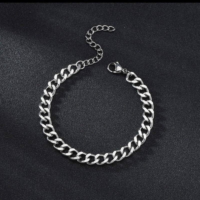 High Quality Stainless Steel Bracelets For Men Blank Color Punk Curb Cuban Link Chain Bracelets On the Hand Jewelry Gifts trend