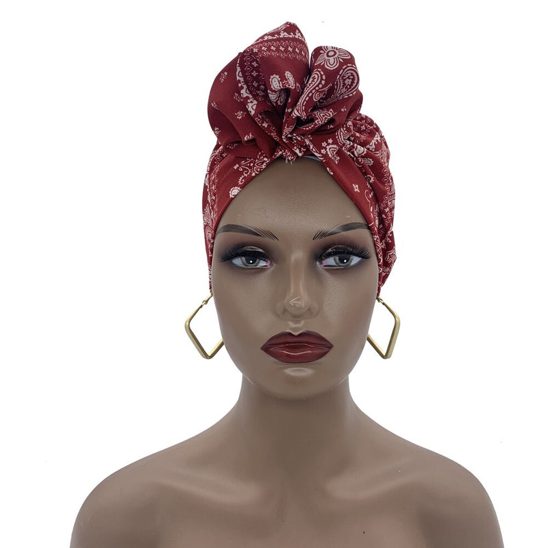 African Head Wraps Elegant Retro Turban for Women Muslim Headscarf Cap Soild Color Ladies Beanies Caps Muslim Headpiece