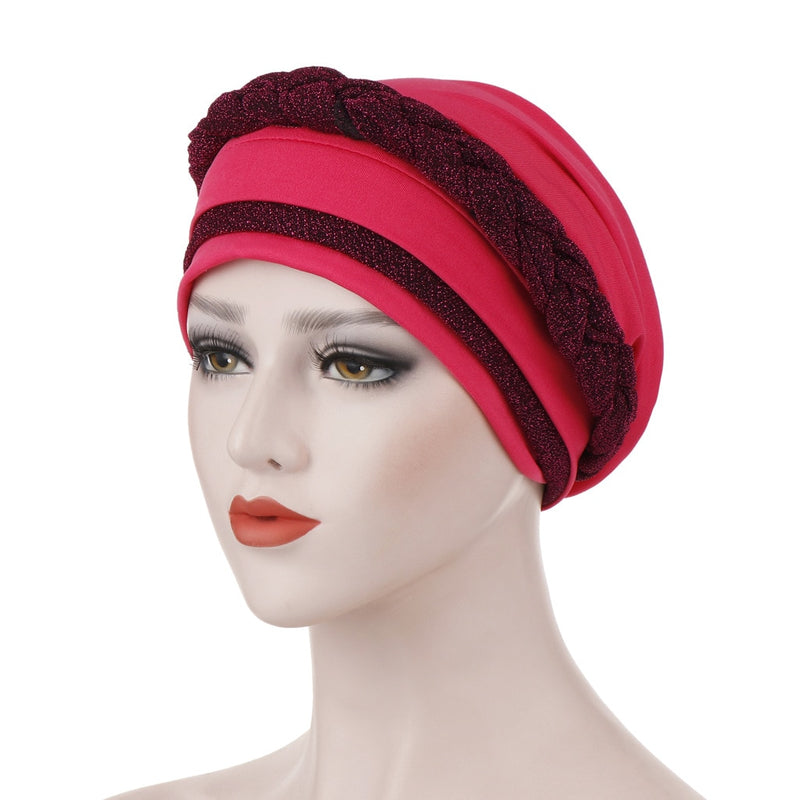 India Muslim Women Hijab Hat Cancer Chemo Cap Braid Beads Turban Headscarf Islamic Head Wrap Lady Beanie Bonnet Hair Loss Cover