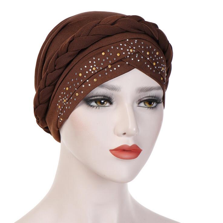 India Muslim Women Hijab Hat Cancer Chemo Cap Braid Beads Turban Headscarf Islamic Head Wrap Lady Beanie Bonnet Hair Loss Cover