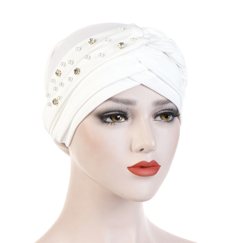 India Muslim Women Hijab Hat Cancer Chemo Cap Braid Beads Turban Headscarf Islamic Head Wrap Lady Beanie Bonnet Hair Loss Cover