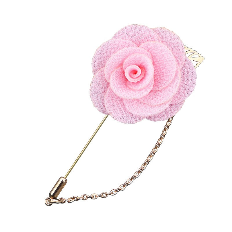 Korean Bridegroom Wedding Brooches Cloth Art Hand-Made Rose Flower Brooch Lapel Pin Badge Tassel Chain Men&#39;s Suit Accessories