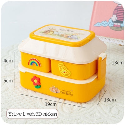 Kawaii Portable Lunch Box For Girls School Kids Plastic Picnic Bento Box Microwave Food Box With Compartments Storage Containers