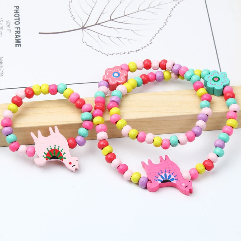 2pcs/Set Clay Beads Necklace Bracelet Jewelry Sets Cute Cartoon Pattern Charm For Children Party Jewelry Kids Birthday Gift Sets