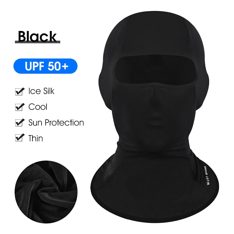 WEST BIKING Summer Breathable Cycling Cap Anti-UV Balaclava Men Full Face Mask Bicycle Motorcycle Running Cooling Sport Gear