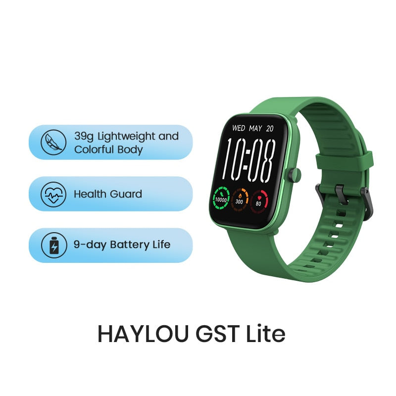 HAYLOU GST Smart Watch Men Women Watch Blood Oxygen Heart Rate Sleep Monitor 12 Sport Models Custom Watch Face Global Version