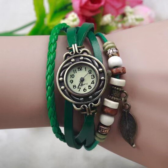 Foreign trade antique watch fashion leather wrapped bracelet epidermis women table butterfly pendants wholesale children table