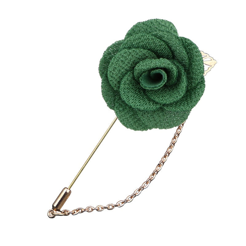 Korean Bridegroom Wedding Brooches Cloth Art Hand-Made Rose Flower Brooch Lapel Pin Badge Tassel Chain Men&#39;s Suit Accessories