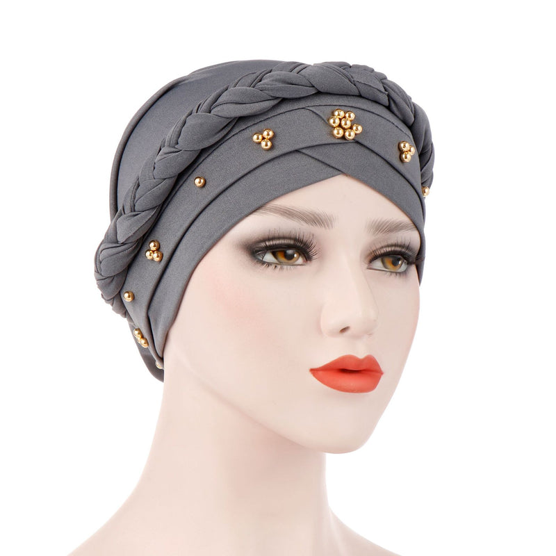 India Muslim Women Hijab Hat Cancer Chemo Cap Braid Beads Turban Headscarf Islamic Head Wrap Lady Beanie Bonnet Hair Loss Cover