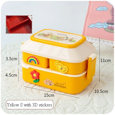 Kawaii Portable Lunch Box For Girls School Kids Plastic Picnic Bento Box Microwave Food Box With Compartments Storage Containers