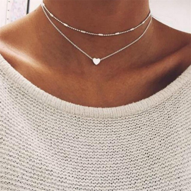 Kpop Vintage Harajuku Goth Metal Heart Neck Chains Choker Grunge Necklaces For Women Egirl Cosplay Aesthetic Accessories Jewelry