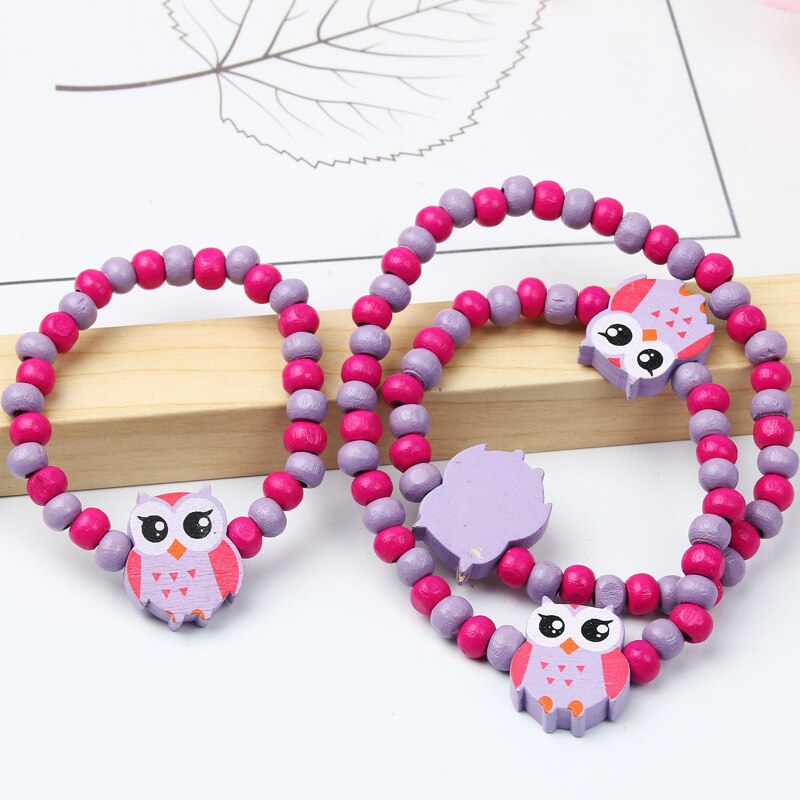 2pcs/Set Clay Beads Necklace Bracelet Jewelry Sets Cute Cartoon Pattern Charm For Children Party Jewelry Kids Birthday Gift Sets