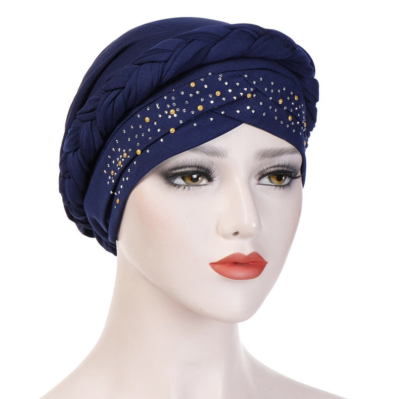 India Muslim Women Hijab Hat Cancer Chemo Cap Braid Beads Turban Headscarf Islamic Head Wrap Lady Beanie Bonnet Hair Loss Cover