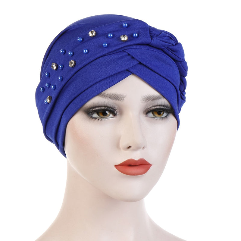 India Muslim Women Hijab Hat Cancer Chemo Cap Braid Beads Turban Headscarf Islamic Head Wrap Lady Beanie Bonnet Hair Loss Cover