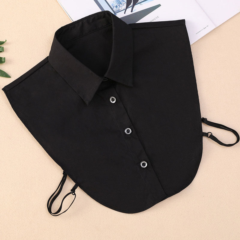 Women Cotton Crystal Fake Collar Blouse Vintage Solid Detachable Shirt Collar False Lapel Blouse Top Women Clothes Accessories