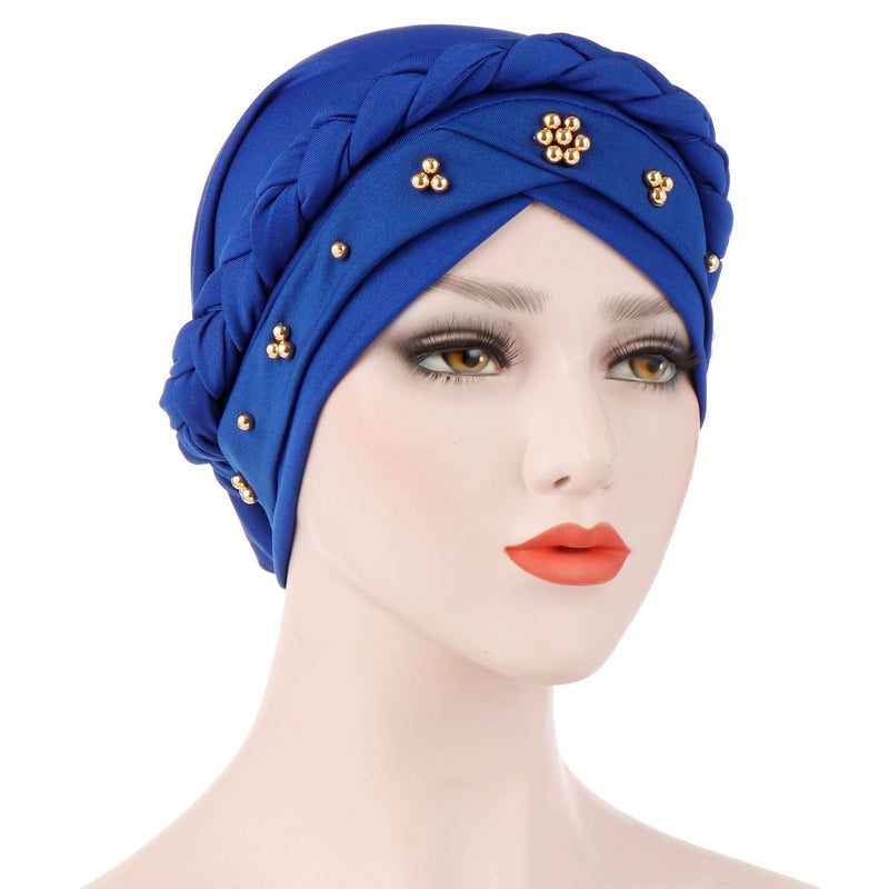 India Muslim Women Hijab Hat Cancer Chemo Cap Braid Beads Turban Headscarf Islamic Head Wrap Lady Beanie Bonnet Hair Loss Cover