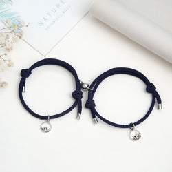 2PCS/SET Alloy Couple Magnetic Attraction Ball Creative Bracelet Stainless Steel Friendship Rope Men and Women Jewelry Gift