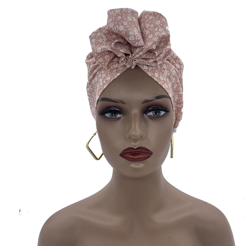 African Head Wraps Elegant Retro Turban for Women Muslim Headscarf Cap Soild Color Ladies Beanies Caps Muslim Headpiece