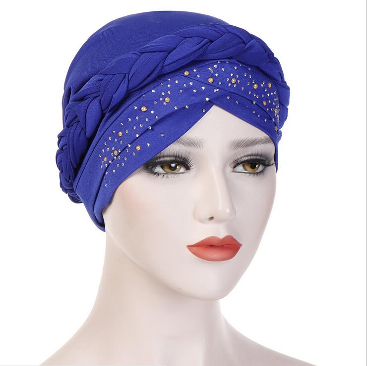 India Muslim Women Hijab Hat Cancer Chemo Cap Braid Beads Turban Headscarf Islamic Head Wrap Lady Beanie Bonnet Hair Loss Cover