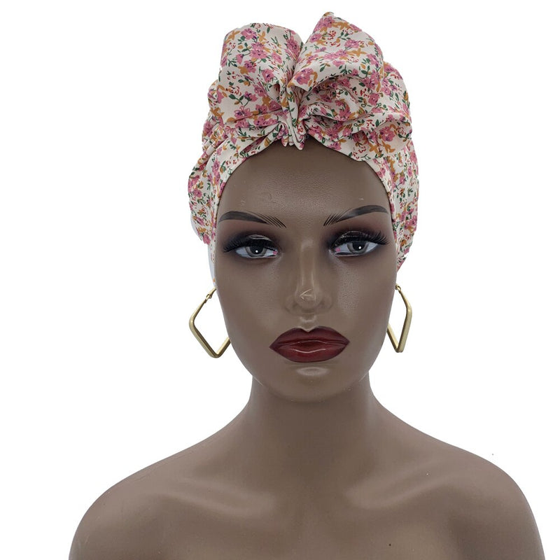 African Head Wraps Elegant Retro Turban for Women Muslim Headscarf Cap Soild Color Ladies Beanies Caps Muslim Headpiece