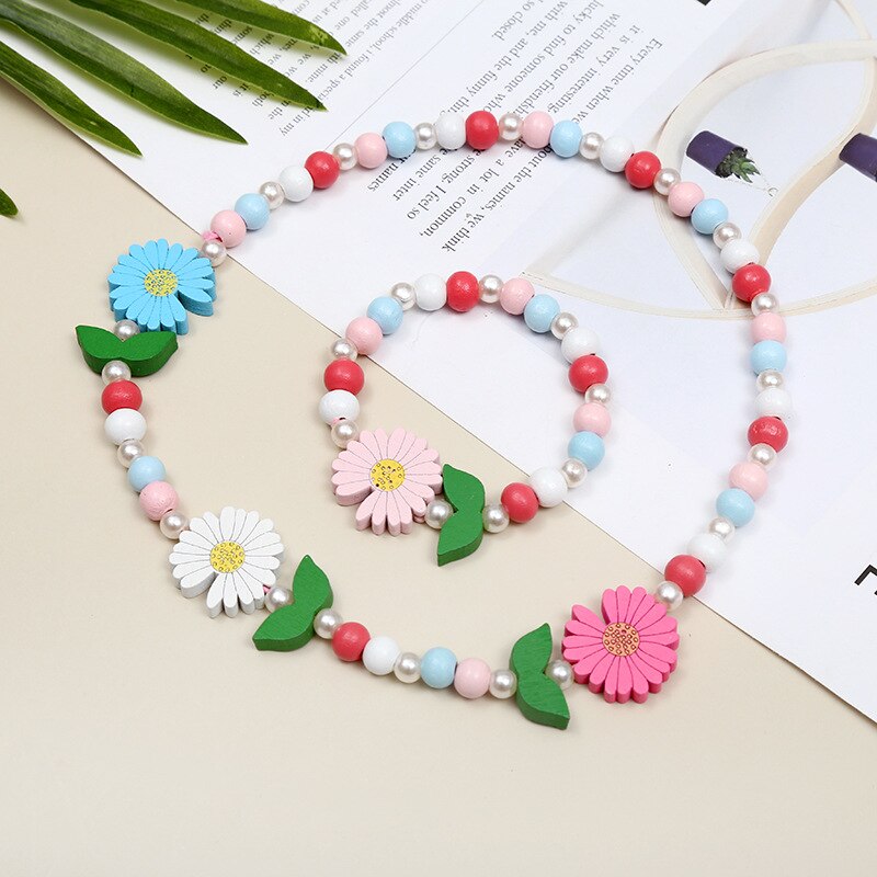 2pcs/Set Clay Beads Necklace Bracelet Jewelry Sets Cute Cartoon Pattern Charm For Children Party Jewelry Kids Birthday Gift Sets