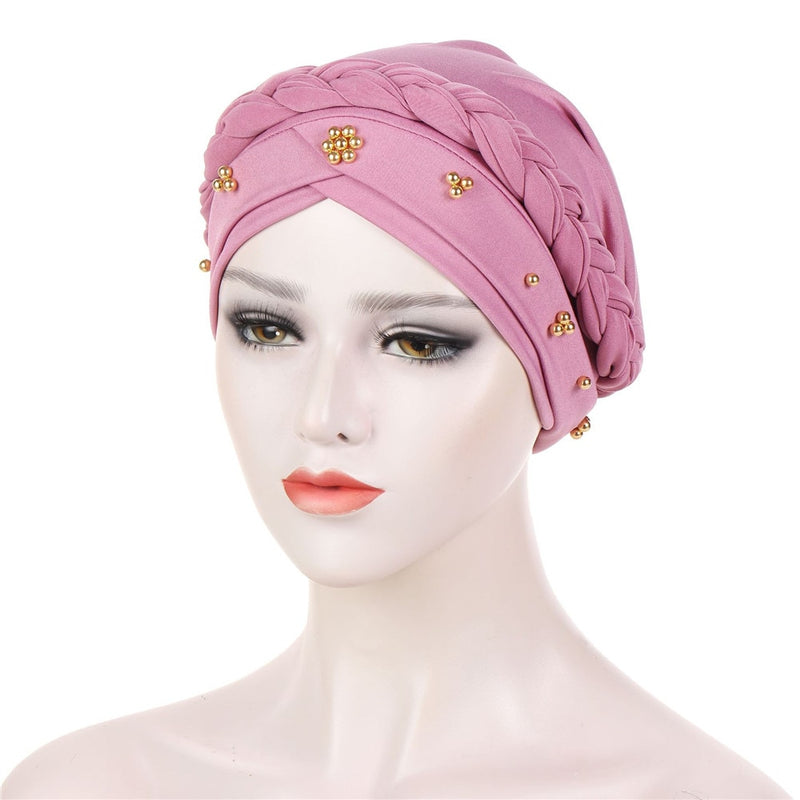 India Muslim Women Hijab Hat Cancer Chemo Cap Braid Beads Turban Headscarf Islamic Head Wrap Lady Beanie Bonnet Hair Loss Cover