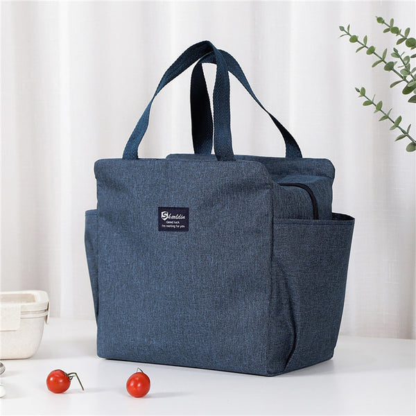 Thermal Lunch Bags Portable Oxford Fresh Cooler Pouch For Office Student Convenient Lunch Box Tote Black Gray Food Container Bag