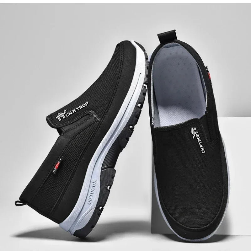 Men's Casual Loafers, Sneakers, Mesh Breathable Retro Driving Shoes, Slip-on Vulcanized Soft Soles, Non-slip Solid Color Shoes