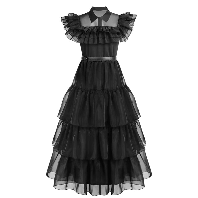 Wednesday Addams Cosplay Dress for Girl Kids Movie Wednesday Cosplay Costumes Black Gothic Dresses Halloween Party Women Clothes