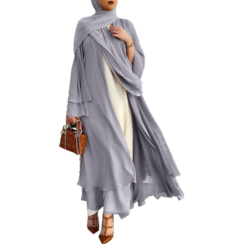 Better Double layer Abaya Kimono Dubai Kaftan Muslim Cardigan Abayas Dresses Women Casual Robe Femme Caftan Islam Clothes F2664