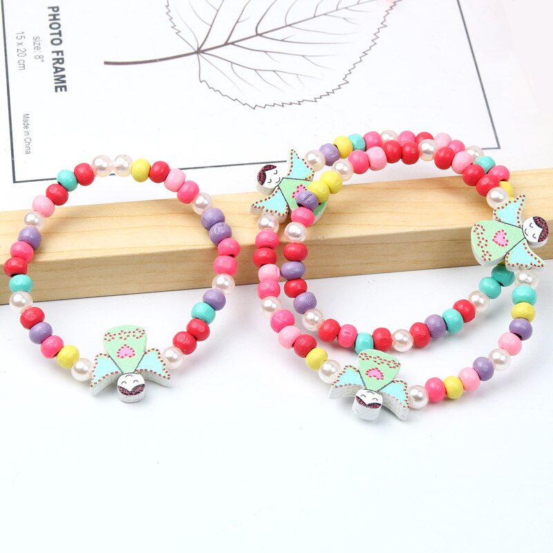 2pcs/Set Clay Beads Necklace Bracelet Jewelry Sets Cute Cartoon Pattern Charm For Children Party Jewelry Kids Birthday Gift Sets