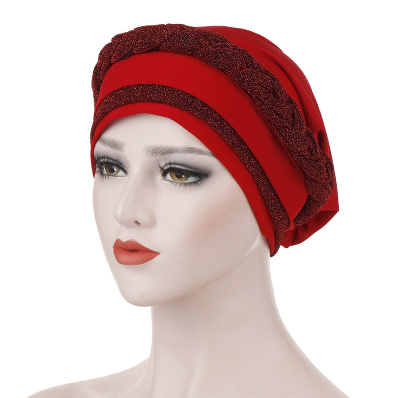 India Muslim Women Hijab Hat Cancer Chemo Cap Braid Beads Turban Headscarf Islamic Head Wrap Lady Beanie Bonnet Hair Loss Cover