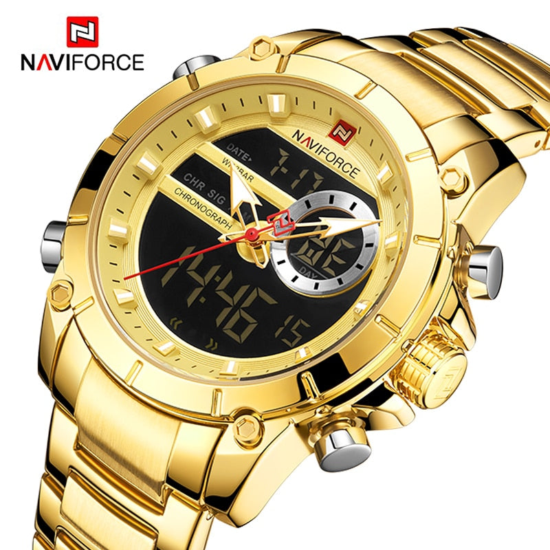 NAVIFORCE Luxury Original Sports Wrist Watch For Men Quartz Steel Waterproof Digital Fashion Watches Male Relogio Masculino 9163