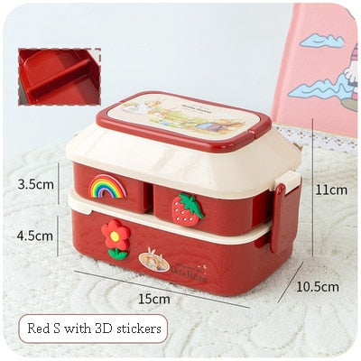 Kawaii Portable Lunch Box For Girls School Kids Plastic Picnic Bento Box Microwave Food Box With Compartments Storage Containers