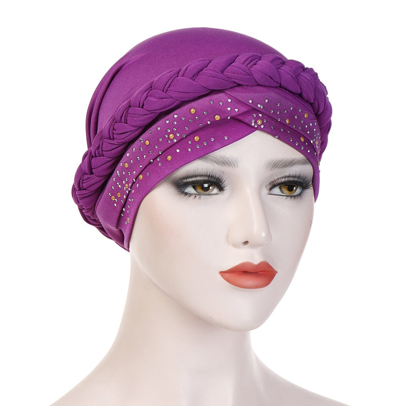 India Muslim Women Hijab Hat Cancer Chemo Cap Braid Beads Turban Headscarf Islamic Head Wrap Lady Beanie Bonnet Hair Loss Cover