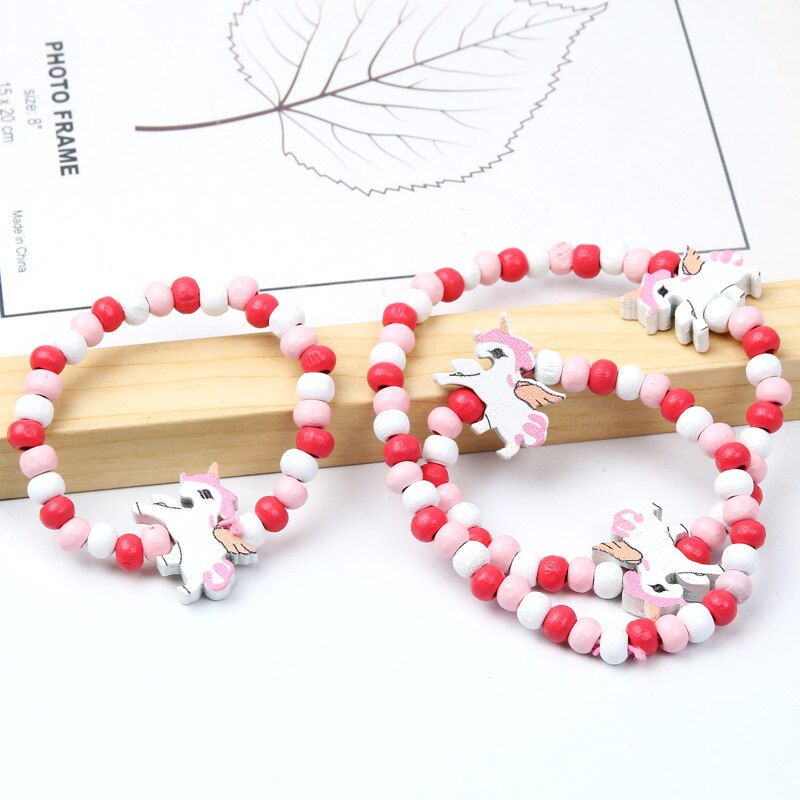 2pcs/Set Clay Beads Necklace Bracelet Jewelry Sets Cute Cartoon Pattern Charm For Children Party Jewelry Kids Birthday Gift Sets