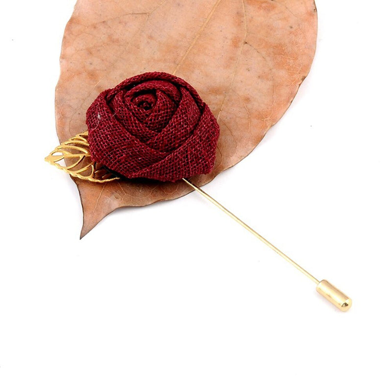 Korean Bridegroom Wedding Brooches Cloth Art Hand-Made Rose Flower Brooch Lapel Pin Badge Tassel Chain Men&#39;s Suit Accessories