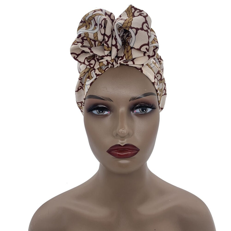 African Head Wraps Elegant Retro Turban for Women Muslim Headscarf Cap Soild Color Ladies Beanies Caps Muslim Headpiece