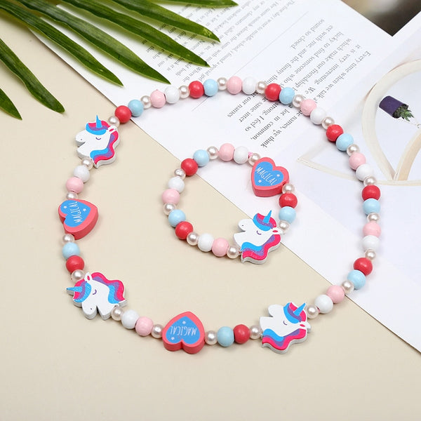 2pcs/Set Clay Beads Necklace Bracelet Jewelry Sets Cute Cartoon Pattern Charm For Children Party Jewelry Kids Birthday Gift Sets