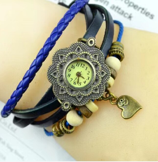 Foreign trade antique watch fashion leather wrapped bracelet epidermis women table butterfly pendants wholesale children table