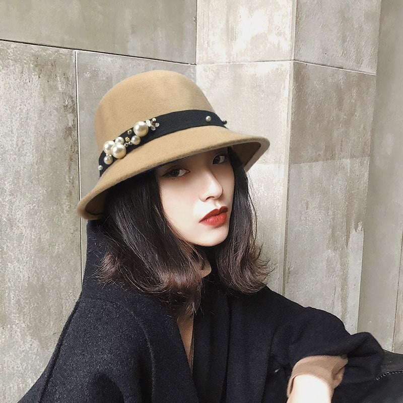 Flat Fedoras Hats for Women Classic British Jazz Cap Imitation Woolen Wide Brim Ladies Caps Church Derby Flat Top Hat gorras