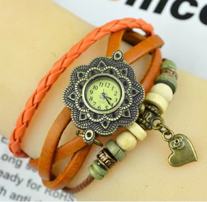 Foreign trade antique watch fashion leather wrapped bracelet epidermis women table butterfly pendants wholesale children table