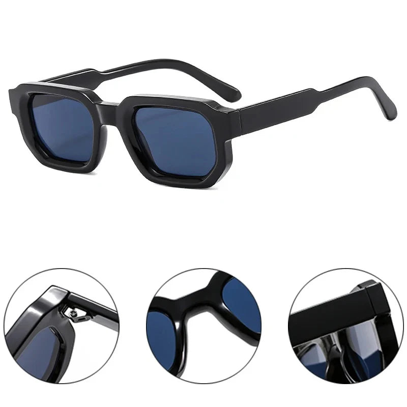 SO&EI Fashion Square Sunglasses Women Shades UV400 Vintage Blue Tea Punk Men Sun Glasses