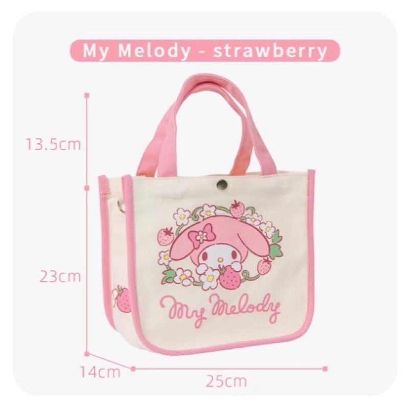 Sanrio Hello Kitty My Melody Backpack Mujer One Shoulder Hand Bag Lunch Bag Tote Bag Canvas Kawaii Large Capacity Storage Bag