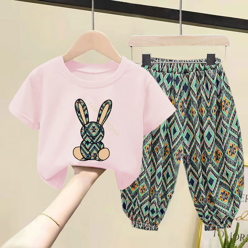 Children Clothing Set Boy Girl Clothes Summer Suit Baby Sets Cute Cotton Tshirt Pants Toddler Loungewear Soft Tracksuit 2-10Y