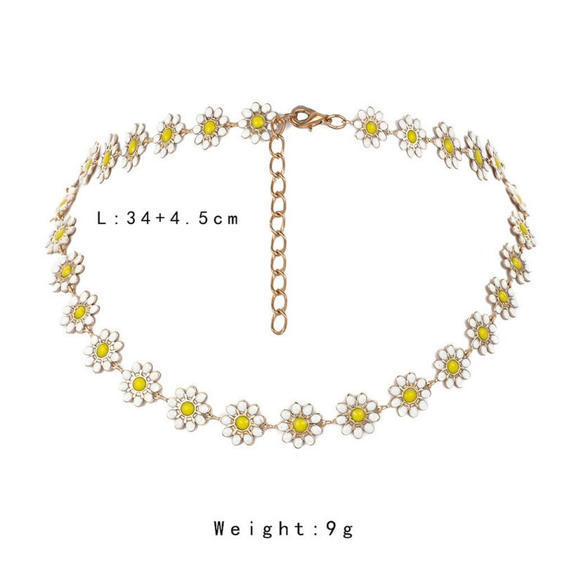 Flower Daisy Clavicle Chain Necklace for Women Girls Korean Style Sweet Short Choker Statement Wedding Bridal Jewelry Neck Chain