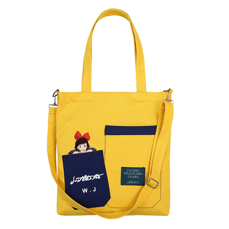 Anime Kiki's Delivery Service canvas shoulder bag Large Capacity Handbags Women Bags Lady Tote Shopping Crossbody Bags